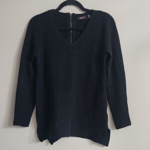 Dex Textured Black V-Neck Sweater